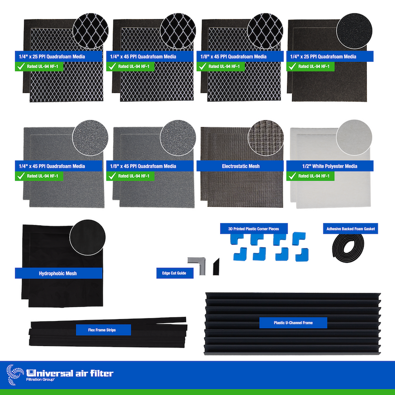 Universal Air Filter Company DIY UL94 Foam Filter Media & Frame Kit ...